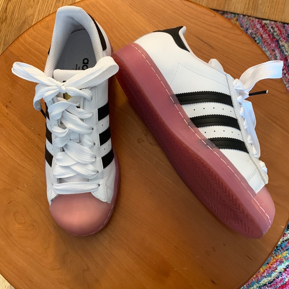 Adidas Superstar with pink sole